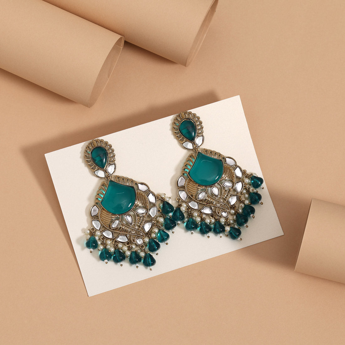 Assorted Color 6 Pairs Kundan Earrings Combo (KDE124CMB)