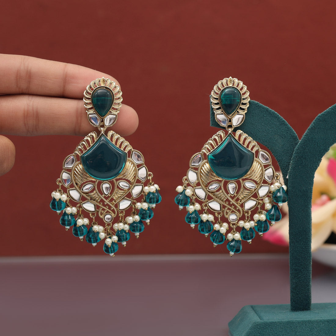 Assorted Color 6 Pairs Kundan Earrings Combo (KDE124CMB)