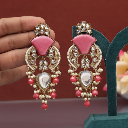 Assorted Color 5 Pairs Meena Work Kundan Earrings Combo (KDE128CMB)
