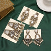 White Color 3 Pairs Meena Work Kundan Earrings Combo (KDE131CMB)