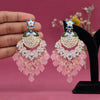 Pink Color Meena Work Kundan Earrings (KDE884PNK)