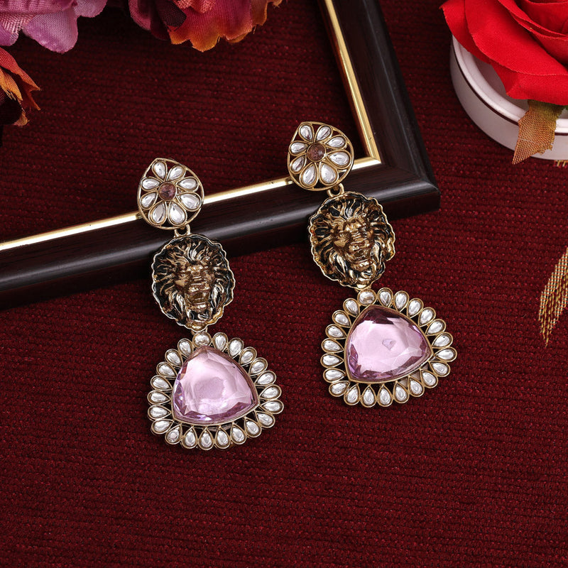 Light Purple Color Kundan Earrings (KDE887LPRP)