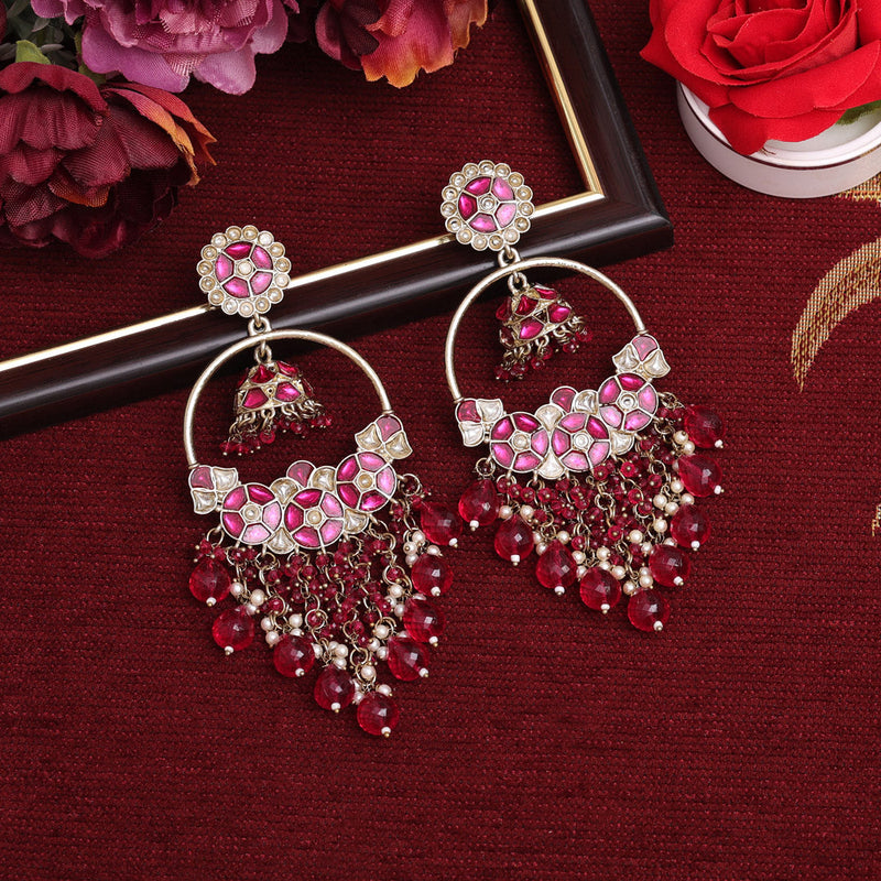 Light Purple Color Kundan Earrings (KDE888LPRP)