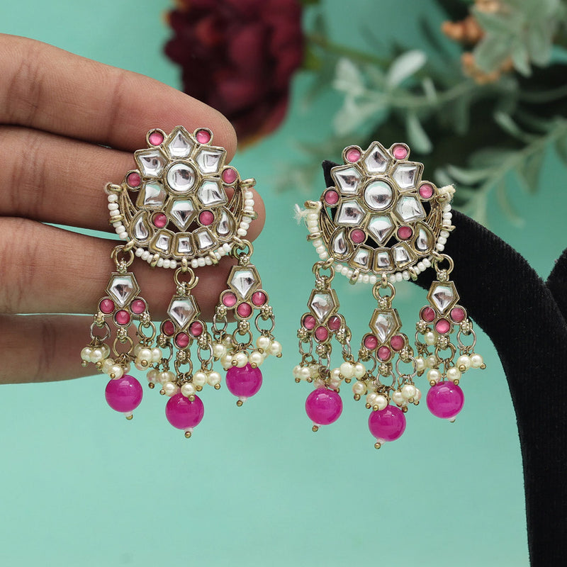 Rani Color Kundan Earrings (KDE892RNI)