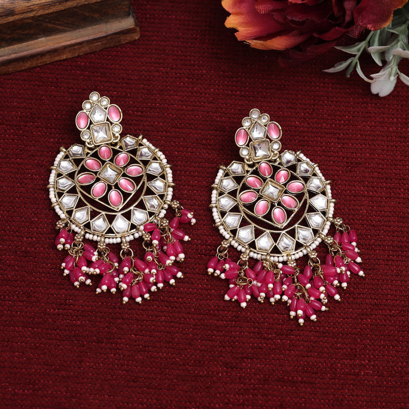 Rani Color Kundan Earrings (KDE893RNI)