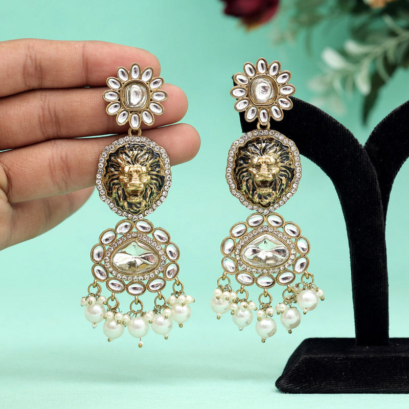 White Color Kundan Earrings (KDE894WHT)