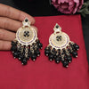 Black Color Kundan Earrings (KDE900BLK)