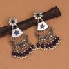 Blue Color Kundan Earrings (KDE916BLU)