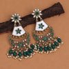 Green Color Kundan Earrings (KDE916GRN)