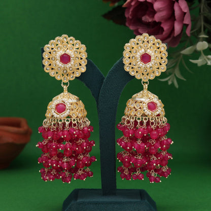 Rani Color Kundan Earrings (KDE929RNI)