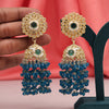 Turquoise Blue Color Kundan Earrings (KDE929TBLU)