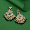 Green Color Kundan Earrings (KDE931GRN)