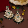 Green Color Kundan Earrings (KDE931GRN)