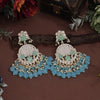 Sky Blue Color Kundan Earrings (KDE934SBLU)