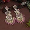 Pink Color Kundan Earrings (KDE935PNK)