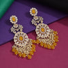 Yellow Color Kundan Earrings (KDE935YLW)