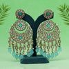 Turquoise Blue Color Kundan Earrings (KDE936TBLU)