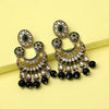 Black Color Kundan Earrings (KDE938BLK)