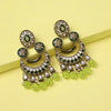 Parrot Green Color Kundan Earrings (KDE938PGRN)