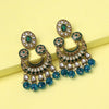 Turquoise Blue Color Kundan Earrings (KDE938TBLU)