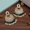 Turquoise Blue Color Kundan Earrings (KDE939TBLU)