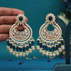 Turquoise Blue Color Kundan Earrings (KDE939TBLU)