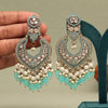 Sky Blue Color Kundan Earrings (KDE940SBLU)