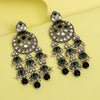 Black Color Kundan Earrings (KDE941BLK)