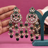 Black Color Kundan Earrings (KDE941BLK)