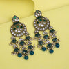 Turquoise Blue Color Kundan Earrings (KDE941TBLU)