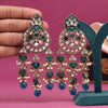 Turquoise Blue Color Kundan Earrings (KDE941TBLU)