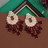 Maroon Color Kundan Earrings (KDE942MRN)