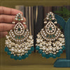 Turquoise Blue Color Kundan Earrings (KDE945TBLU)