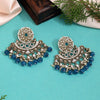 Turquoise Blue Color Kundan Earrings (KDE946TBLU)