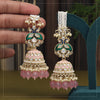 Pink Color Meenakari Kundan Earrings (KDE948PNK)