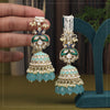 Sky Blue Color Meenakari Kundan Earrings (KDE948SBLU)