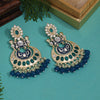 Turquoise Blue Color Meenakari Kundan Earrings (KDE949TBLU)