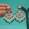 Turquoise Blue Color Kundan Earrings (KDE953TBLU)