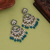 Turquoise Blue Color Kundan Earrings (KDE953TBLU)