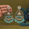 Sky Blue Color Kundan Earrings (KDE954SBLU)