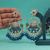 Turquoise Blue Color Kundan Earrings (KDE954TBLU)