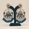 Turquoise Blue Color Kundan Earrings (KDE954TBLU)