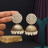 White Color Big Size Jhumka Kundan Earrings (KDE962WHT)