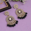 Black Color Kundan Earrings (KDE963BLK)