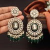 Green Color Kundan Earrings (KDE963GRN)