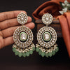 Pista Green Color Kundan Earrings (KDE963PGRN)