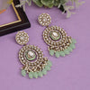 Pista Green Color Kundan Earrings (KDE963PGRN)