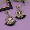 Black Color Kundan Earrings (KDE964BLK)