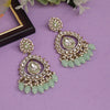 Pista Green Color Kundan Earrings (KDE964PGRN)