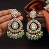 Pista Green Color Kundan Earrings (KDE964PGRN)